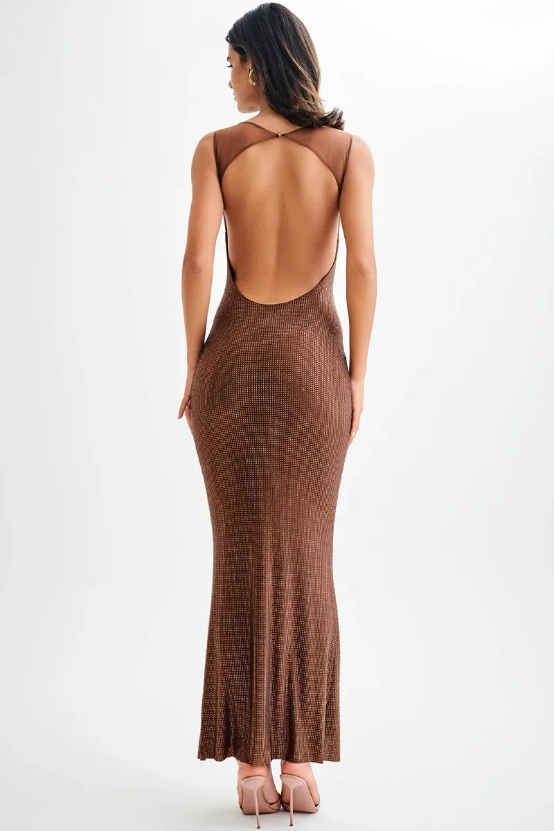 Jasmyn™ | VESTIDO MAXI CON ESPALDA DE MALLA