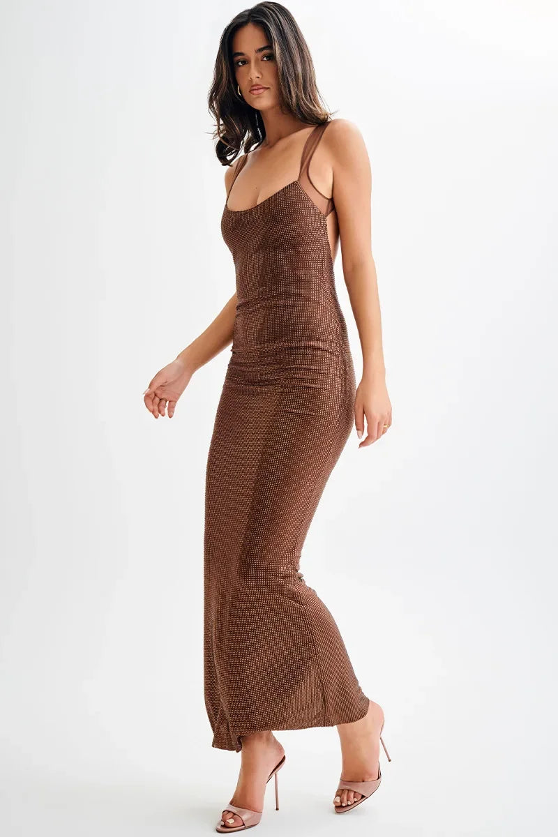 Jasmyn™ | VESTIDO MAXI CON ESPALDA DE MALLA