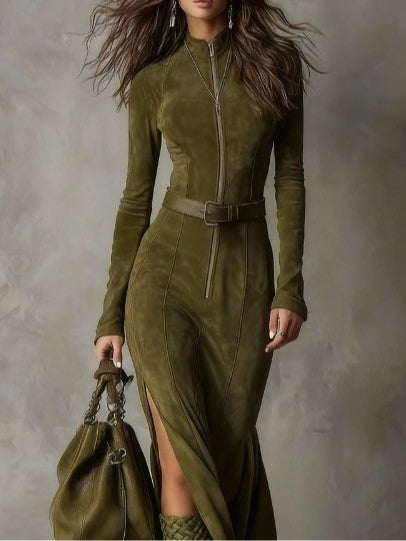 Alessia™ | VESTIDO LARGO DE GAMUZA